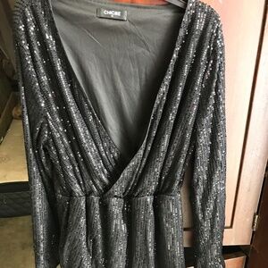 Black sequin mini dress